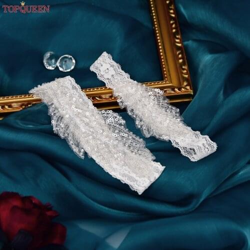 TOPQUEEN Wedding Garters Bridal White Garters Set for Party Wholesale Bridal Garters Sexy Elastic Velvet Garters for Girl TH23