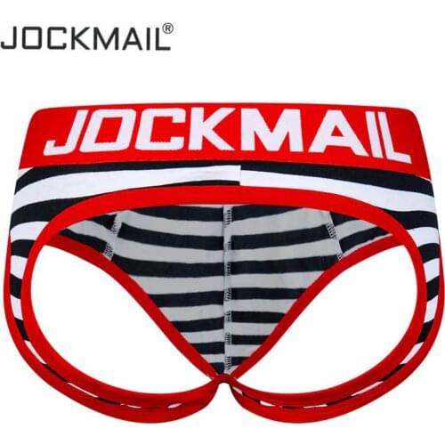 JOCKMAIL Sexy Men Underwear BOTTOMLESS Briefs men thong G-strings tanga Short underpants Gay Male Underwear Open Backless crotch