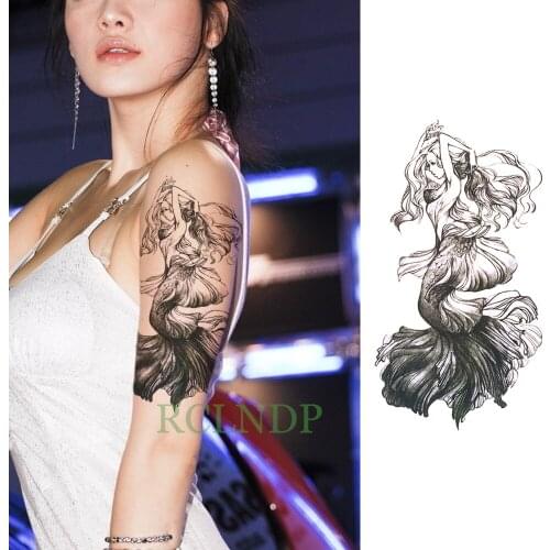 Waterproof Temporary Tattoo Stickers Mermaid Princess Fake Tatto Flash Tatoo Back Leg Arm belly big size for Women girl Men