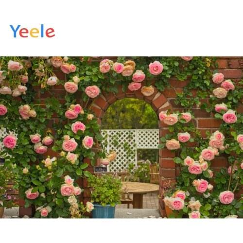 Yeele Spring Yard Arch Door Brick Wall Cane Vine Flowers Photophy Backdrops Custome Photographic Backgrounds For Photo Studio