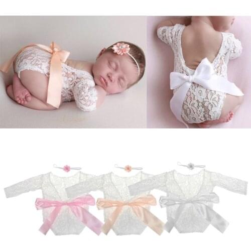 1 Set Newborn Photography Props Baby Girl Lace Romper Infant Photo Shoot Clothes Photo Props Baby Newborn Props Infant Photo Sho