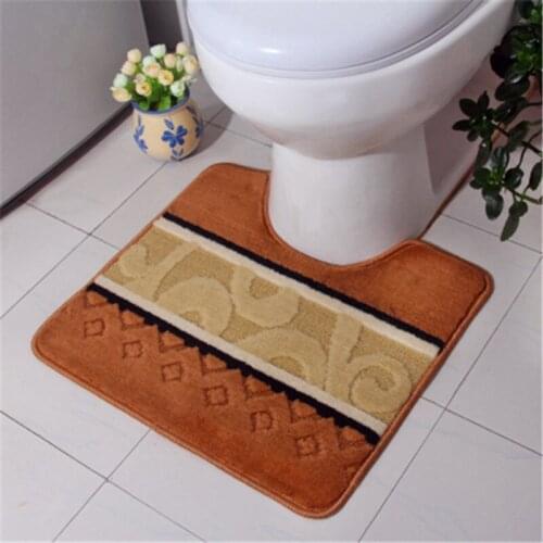 1Pcs Fashion Luxury Printing U-Shaped Toilet Mat Water absorption Mat Bathroom Non-slip MATS Machine Washable Deformation