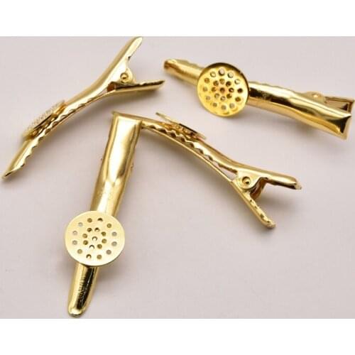 10Pcs/Lot 43mm6.8mm 18K Brass Gold Plated Duckbill Shape Hairpin Accessories Hairpin Making Supplies Wholesale Components JA0338