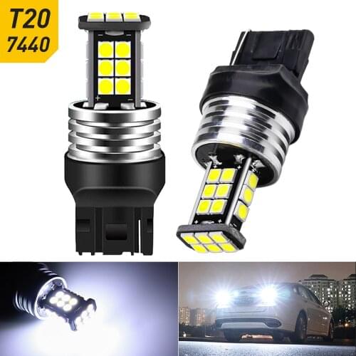 2x T20 7440 W21W 7443 W21/5W LED Light Brake Blink Led Tail Lights Car Reverse Turn Signal Lamp LED Bulb White 6000k DC12V
