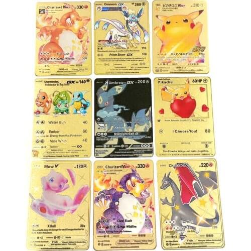 2021 NEW Pokemon Metal Cards V Card Charizard Golden Vmax Card PIKACHU Collection Gift Kids Game Collection Cards