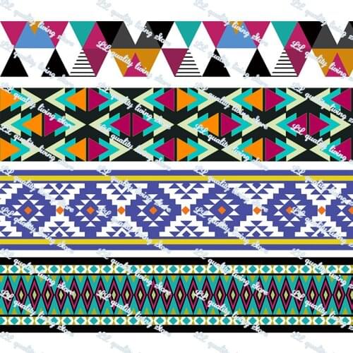 22MM-75MM 50 Yards Creative Geometry printed grosgrain ribbon for Home DecorationBelt Gift Packing Wedding Decoration