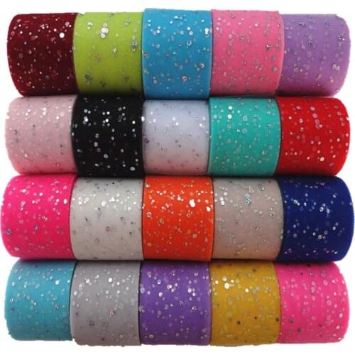 25Yards/roll 6.5cm Glitter Sequin Tulle Roll Wedding Decoration Tulle Fabric Tutu Dress DIY Organza Baby Shower Party Supplies