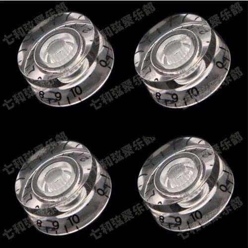 4Pcs/lot Transparent Clear Black Digital Electric Guitar Bass Speed Control Knobs Tone volume Pot Knobs guitar accessories parts