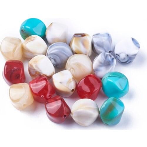 500 g Mix Color Imitation Cloud Style Nuggets Acrylic Beads 15.5x12x12mm, Hole: 1.8mm; about 310pcs/500g F70