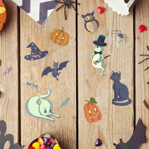 6pcs Removable Halloween Wall Stickers Pumpkin Window Wallpaper For Halloween Party Home Bar Floor Decal Cartoon Cute Children