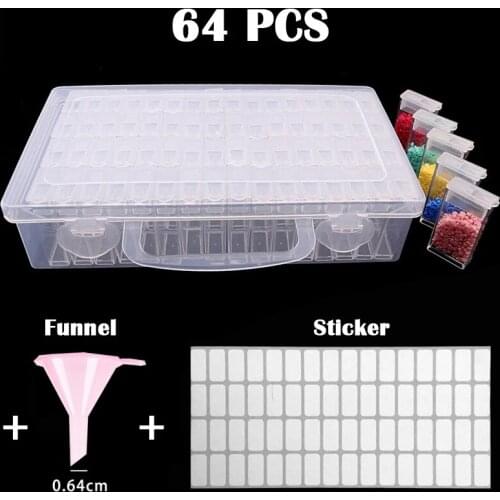 64Girds with funnel Diamond Painting Accessories Storage Box Beads Container Diamond Embroidery Stone Mosaic Convenience Box