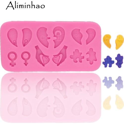 B0770 Love shape DIY Cake Silicone mold chocolate fondant cake decorating tools Flexible Baking Mould
