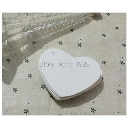 Free shipping 300 pcs a lot 6.5x5cm DIY white heart shape tag/gift wedding decorated card/baking price tags/clothing tags brand