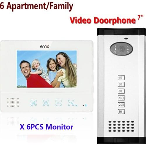 FREE SHIPPING ENNIO 6 Apartment/Family Video Door Phone Intercom System 1 Doorbell Camera with 6 button 6 Monitor Waterproof