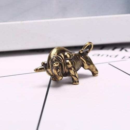 Handmade Solid Brass Bull EDC Keychain Pendant Key Pendant Zipper Head Accessories Tools Keychain Equipment Outdoor Key Ring