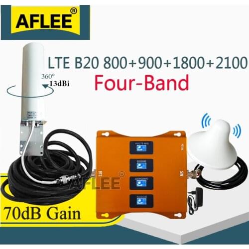 Hot Sale!! B20 LTE800 900 1800 2100mhz Four-Band Cell Phone Booster GSM Repeater 2G 3G 4G Cellular Amplifier LTE GSM DCS WCDMA