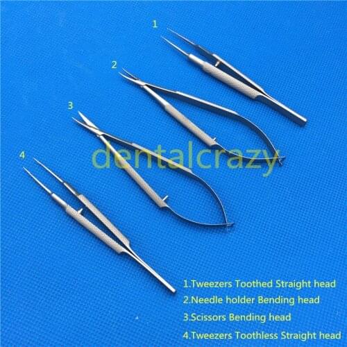 Stainless steel surgical tools 14cm scissors+Needle holders +tweezers Stainless steel ophthalmic microsurgical instruments