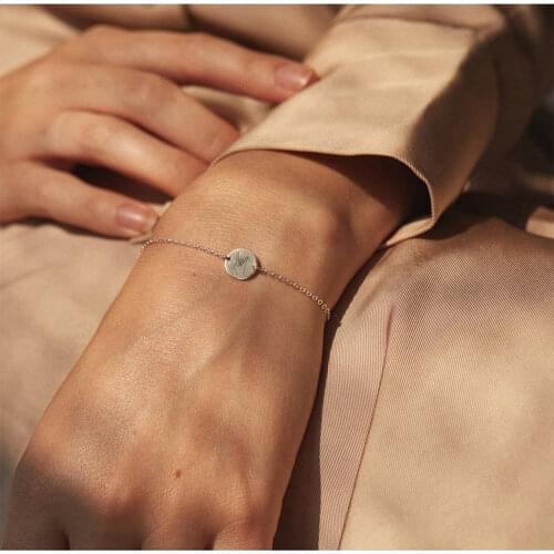 Personality Hand Gestures Bracelet Minimalist Chain Bracelet With Engraved Multi-Gesture Round Pendant Stainless Steel Bangle