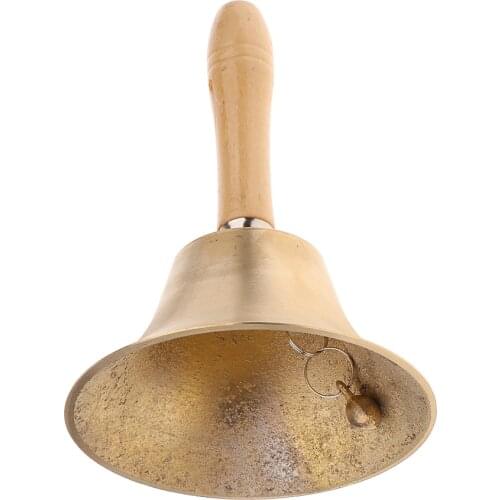 Exquisite Handmade Copper Hand Bell w/ Wooden Handle Buddhism Buddhist Handbell