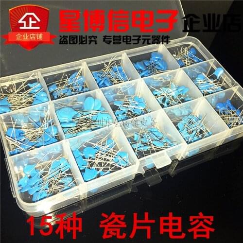 15Values*20Pcs Capacitor Set High Voltage Ceramic Capacitors Assortment The connector 1nF 2.2nF 10nF 22nF 0.47nF 0.56nF-10nF