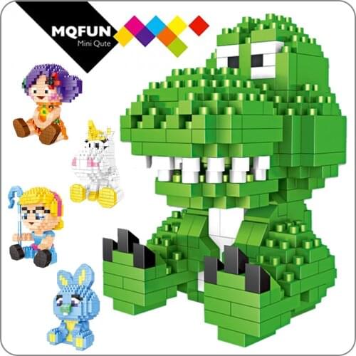 LZ Diamond Particles Building Blocks Purple-haired Girl Red Hearts Dragon dinosaur Educational Ideas Toys For Children Gifts