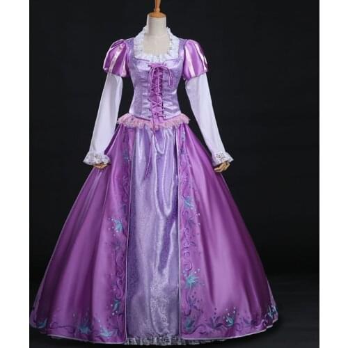 Movie Princess Rapunzel Cosplay Costume Adult Women Role-playing Dress Fancy Halloween Carnival Posh Ball Gown