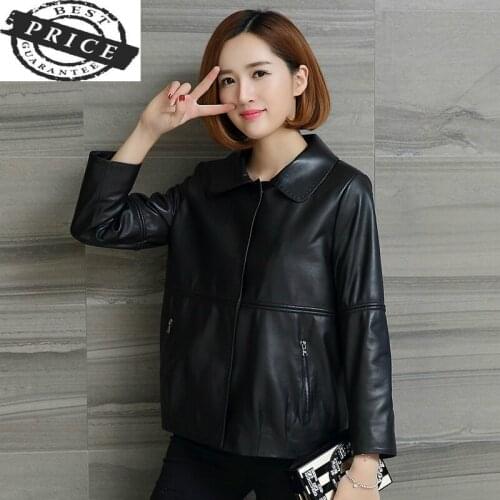 Leather Montone Genuine Jacket Women Natural Sheepskin Coat Female Plus Size Clothes Spring Autumn Outwear 2021 LWL1562