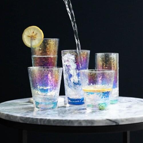 Nordic Creative rainbow Water cup Home drinking glass tea cup stemless wine glasses lulu lemon Drinkware Cups