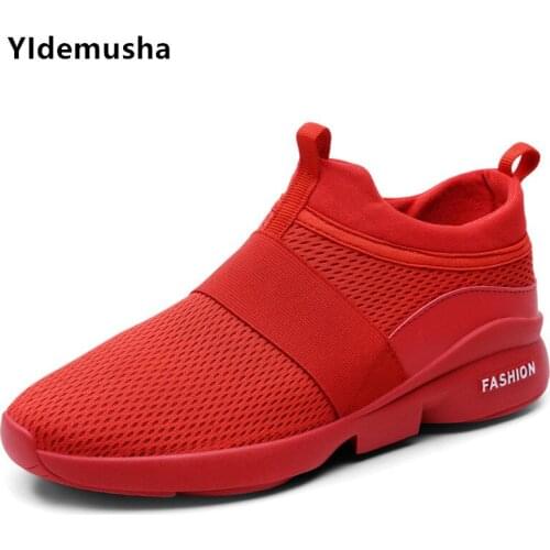Spring Summer Sneakers Men Vulcanize Shoes Breathable Casual Slip-on Sports Male Sneakers Air Mesh Trainers Lace-up Flat Shoes