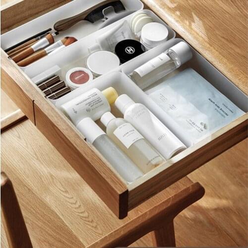 Best sales new plastic frosted drawer organizer high quality desktop cosmetics storage box with grids