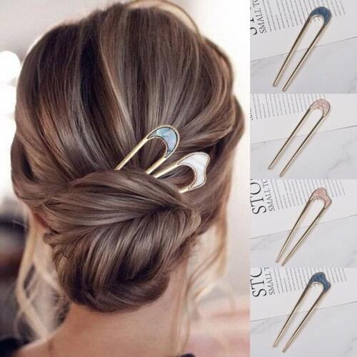 2021 New Hot Hair Sticks Women Hairclip Simplicity U Shape Girls Metal Hairpins Japan Hair Clip Hair Accessories Headwear