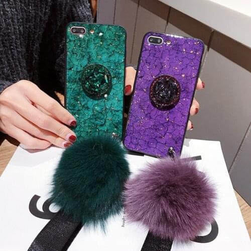 Cute Epoxy Gold foilGem Green Purple phonecase For iPhone X XS Max XR 12 11 6 7 8 Plus with Ring Stand Holder Lanyard Soft Cover