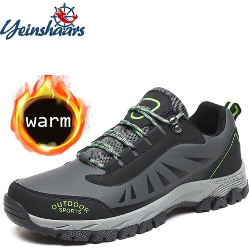 Winter New Men Hiking Shoes Outdoor Trekking Shoes Waterproof Male Walking Sneakers Jogging Mountain Man Boots Low Cut Lace-Up