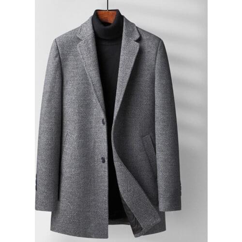 New Arrival Fashion Men Winter Padded Cotton Fabric Woolen Coat Single Breasted Wool & Blends Plus Size L XL 2XL 3XL 4XL