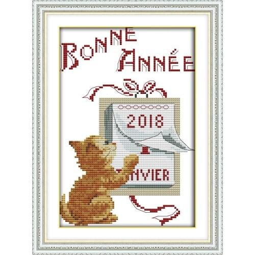 Greet the New Year cross stitch kit aida 14ct 11ct count printed canvas stitches embroidery DIY handmade needlework