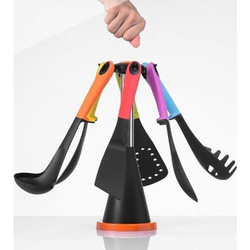 5Pcs Silicone Kitchen Utensils Set Non-stick Kitchenware Cooking Tools Spoon Spatula Ladle Egg Beaters Tools Metal Handle