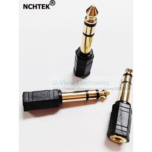 NCHTEK Golden Plated Stereo 6.35mm Male plug to Hex Head 3.5mm Jack Female Audio Adapter/Free Shipping/6PCS
