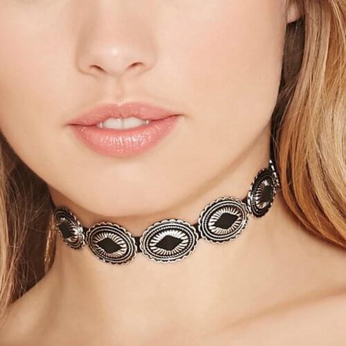 Bohemia Black Rope Chain Flower Chokers Necklaces Women Fashion Vintage Necklaces