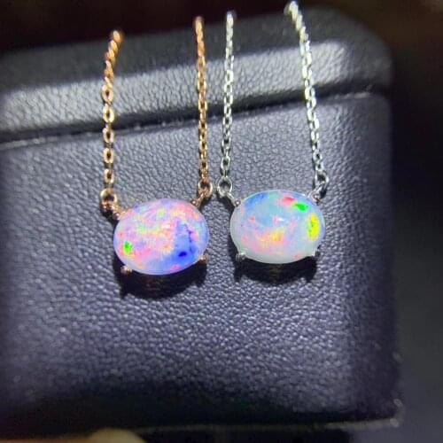 New style opal gemstone necklace for women jewelry real 925 silver gold plated natural gem colorful girl party gift birthstone