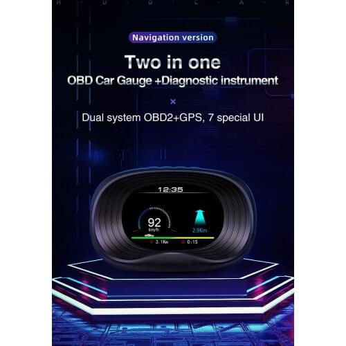 P20 HUD OBD2 Head Up Display car GPS gauge navigation Digital Speedometer Projector Turbo Oil Temp car Electronic
