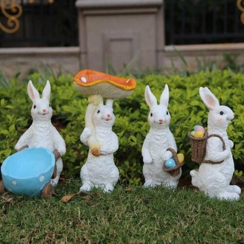 Pastoral Cartoon Simulation Animal Resin Rabbit Ornaments Creative Decoration Craft Gift Outdoor Park Furnishings Courtyard Villa Accessories