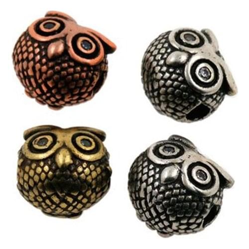 Popular Classic Antique Owl bead micro Pave Bead CZ Bead Clear Cubic Zircon animal beads Bracelet Charms