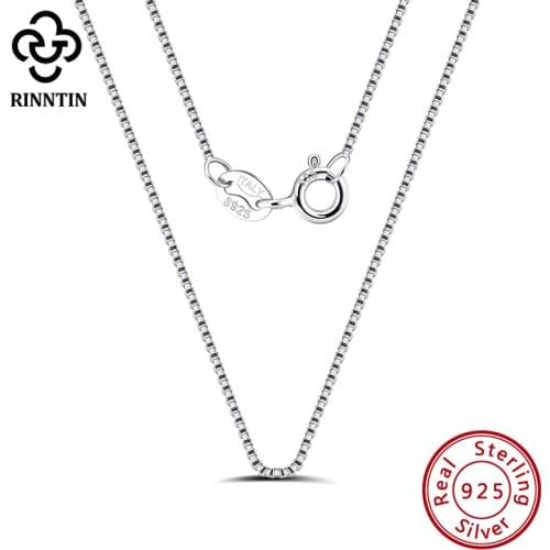 Rinntin Classic 1.5mm Box Link Long Chains for Women Mens Chain Necklaces Couple Silver 925 Jewelry Accessories Gift SC33