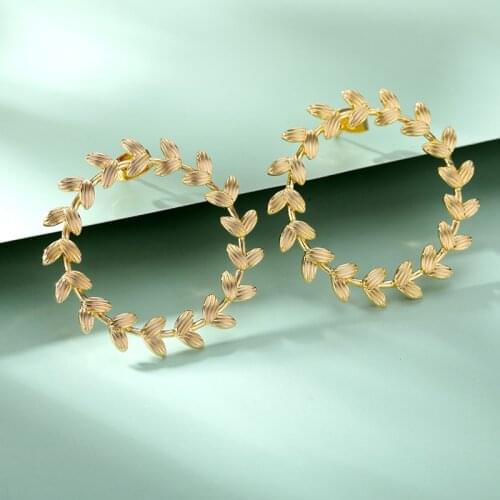 Korean Leaf Hoop Earrings For Women Minimalist Stainless Steel Earrings 2021 Trend Aesthetic Couple Jewelry Gift bijoux femme