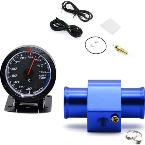 60MM 2 Colors LED Analog Water Temperature Gauge 20-120 Celsius With Water Temp Joint Pipe Sensor Adapter 1/8NPT