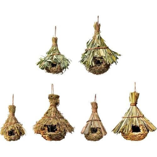 Outdoor Hummingbird House,ing Natural Grass ing Bird House, Hand-woven Straw Garden Outdoor Pet Nest Hummingbird House