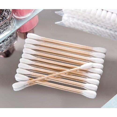 100/500pcs Double Head Cotton Wooden Swab Women Makeup Cotton Buds Tip For Wood Sticks Nose Ears Cleaning Health Care Tools