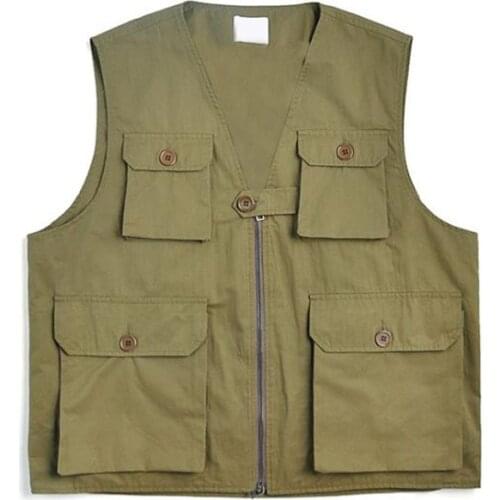 2021 Spring Mens Fashion Tooling Cargo Vest Homme Streetwear Sleeveless Jacket Gilet Thin Multi-Pocket Outdoors Tactical Coat