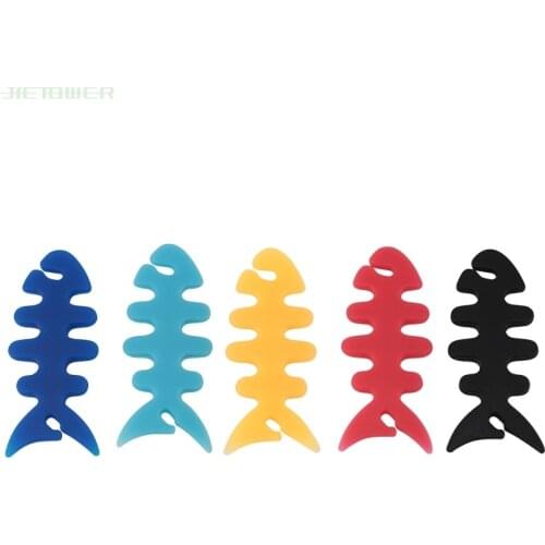 High Quality Silicone Fish Bone Headphone Earphone Cord Wire Rubber Cable Winder Holder Data Cable Organizer 3000PCS