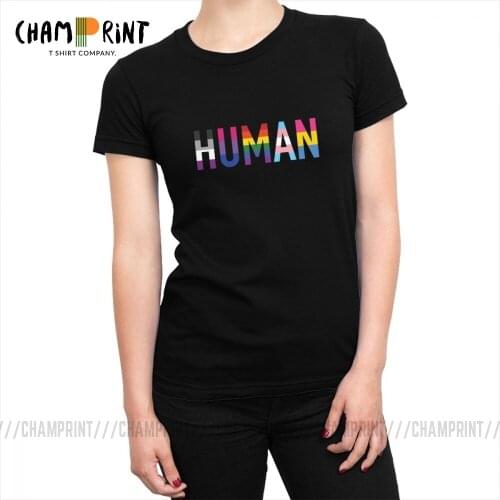 Women Human LGBT T-shirts Gay Pride Bisexual Lesbian Rainbow T Shirts Harajuku Cotton Tops Tees Korean Female Clothing Graphic